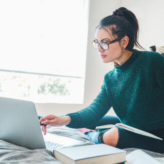 Young woman working from home